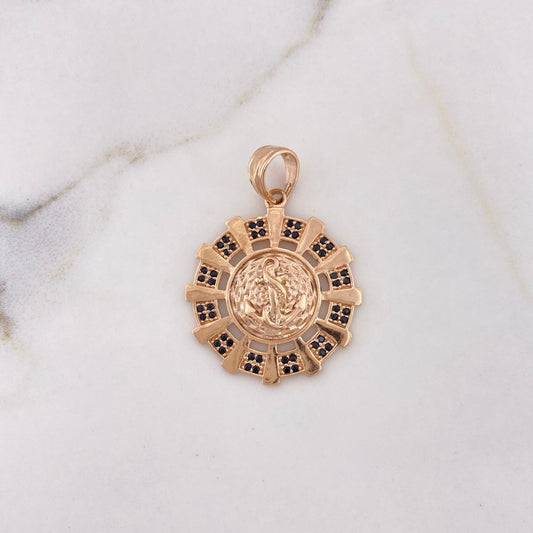 Dije Medalla Ancla 5.65gr / 3.3cm / Circones Negros Oro Rosa 18K $