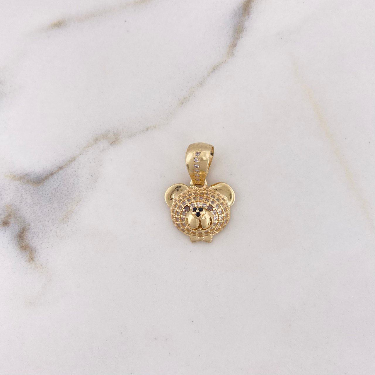 Dije Rostro Oso 2.9gr / 2.1cm / Circones Blancos Cafes Oro Amarillo 18K $