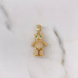Dije Oso Articulado Corbatin 4.75gr / 2.8cm / Circones Blancos Verdes Oro Amarillo 18K #