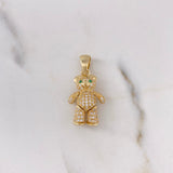 Dije Oso Articulado Corbatin 4.75gr / 2.8cm / Circones Blancos Verdes Oro Amarillo 18K #