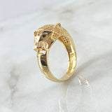 Anillo Pantera Geometrica 8.15gr / T9 1/4 / Circones Blancos Negros Oro Amarillo 18K ©