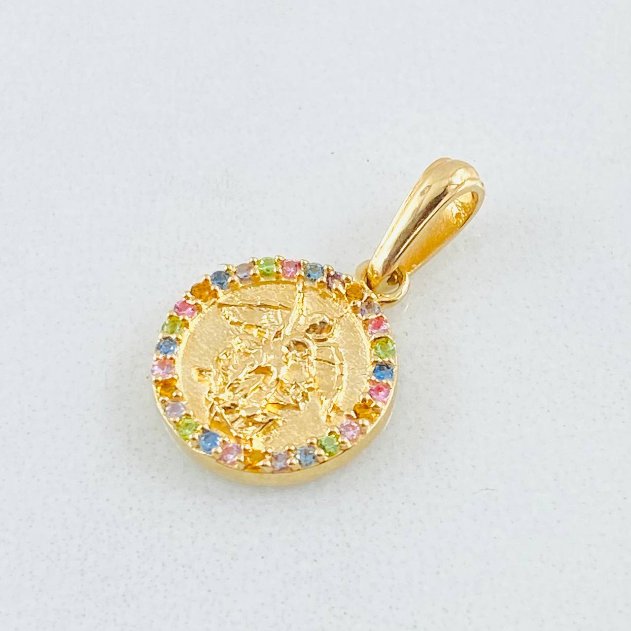 Dije Circulo San Miguel Arcangel 1.65gr / 2cm / Oro Amarillo 18K