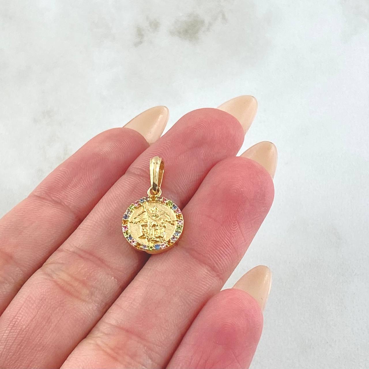 Dije Circulo San Miguel Arcangel 1.65gr / 2cm / Oro Amarillo 18K
