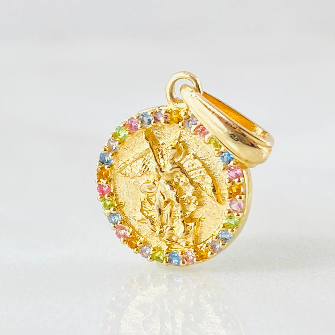 Dije Circulo San Miguel Arcangel 1.65gr / 2cm / Oro Amarillo 18K
