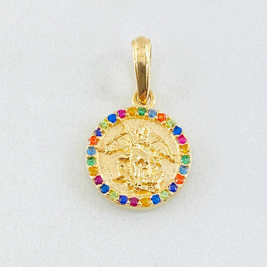 Dije Circulo San Miguel Arcangel 1.6gr / 2cm / Oro Amarillo 18K