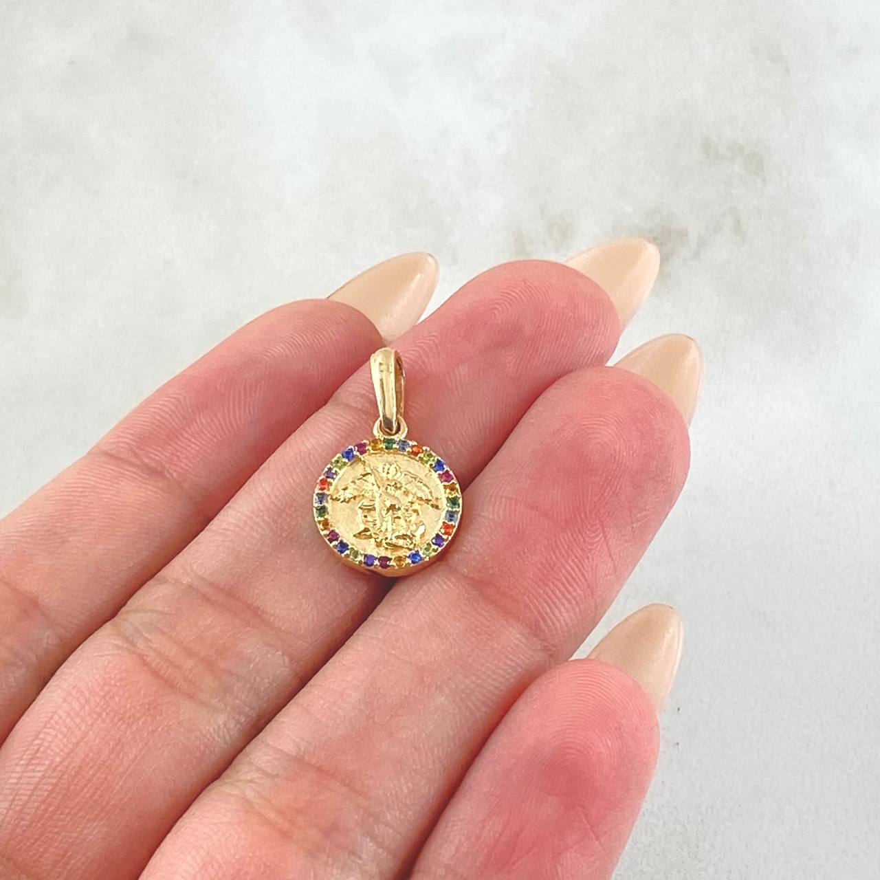 Dije Circulo San Miguel Arcangel 1.6gr / 2cm / Oro Amarillo 18K