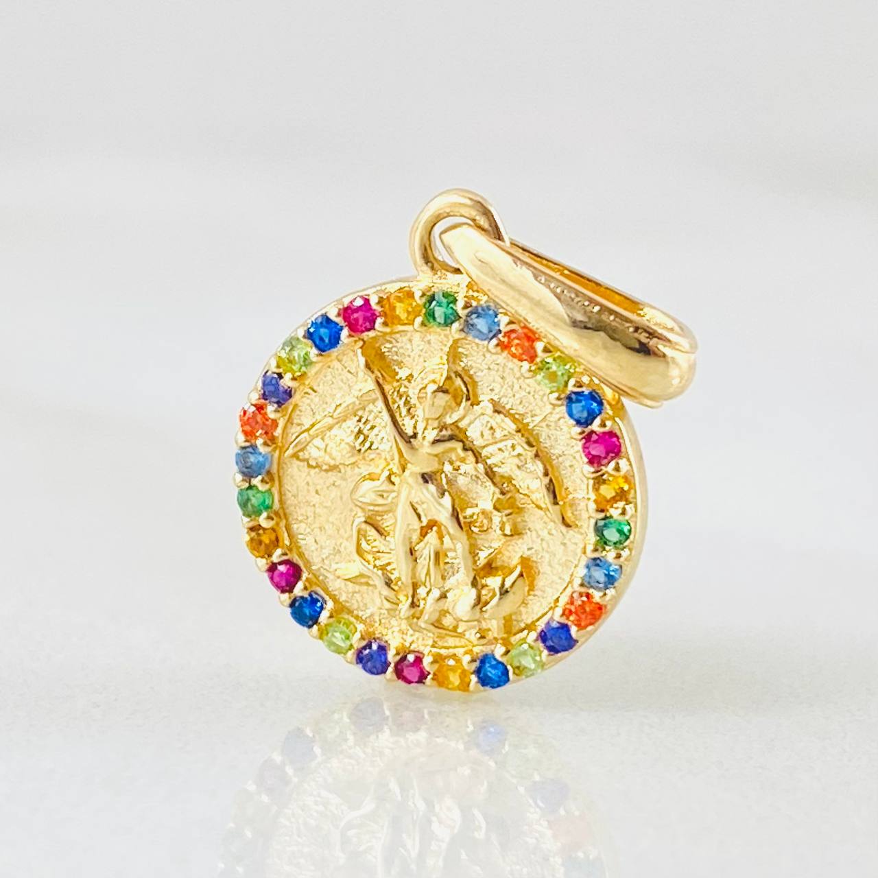 Dije Circulo San Miguel Arcangel 1.6gr / 2cm / Oro Amarillo 18K