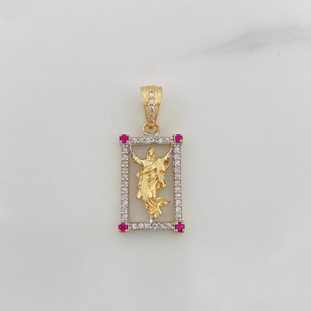 Dije Jesús Resucitado 2.15g / 2.5cm Dos Oros Amarillo Blanco 18K