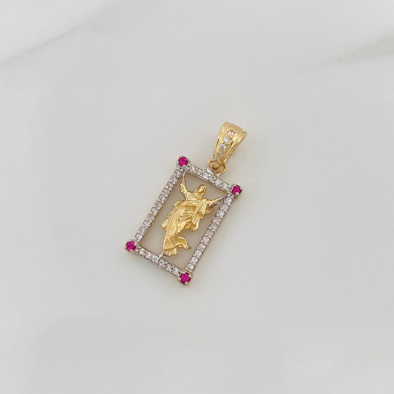 Dije Jesús Resucitado 2.15g / 2.5cm Dos Oros Amarillo Blanco 18K