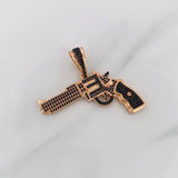 Dije Revólver 10.25g / 4.3cm Dos Oros Negro Rosa 18K