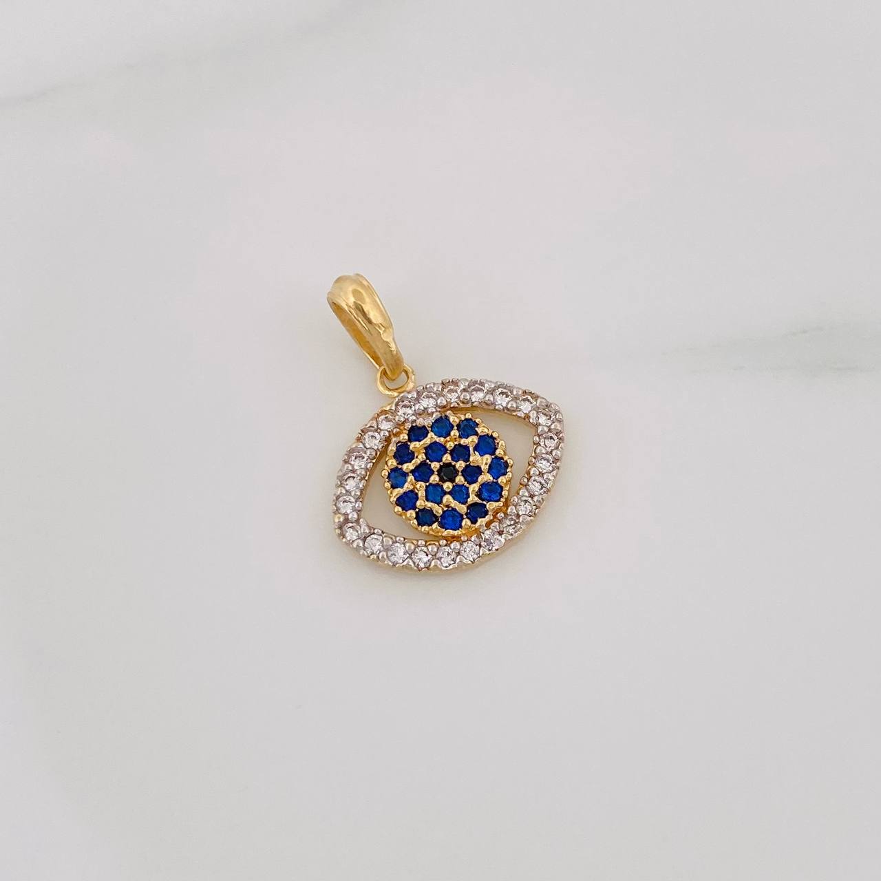 Dije Ojo Turco 1.75g / 2cm Dos Oros Amarillo Blanco 18K