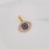 Dije Ojo Turco 1.75g / 2cm Dos Oros Amarillo Blanco 18K