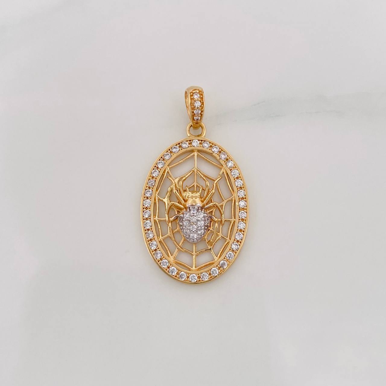 Dije Araña 2.95g / 3cm Dos Oros Amarillo Blanco 18K