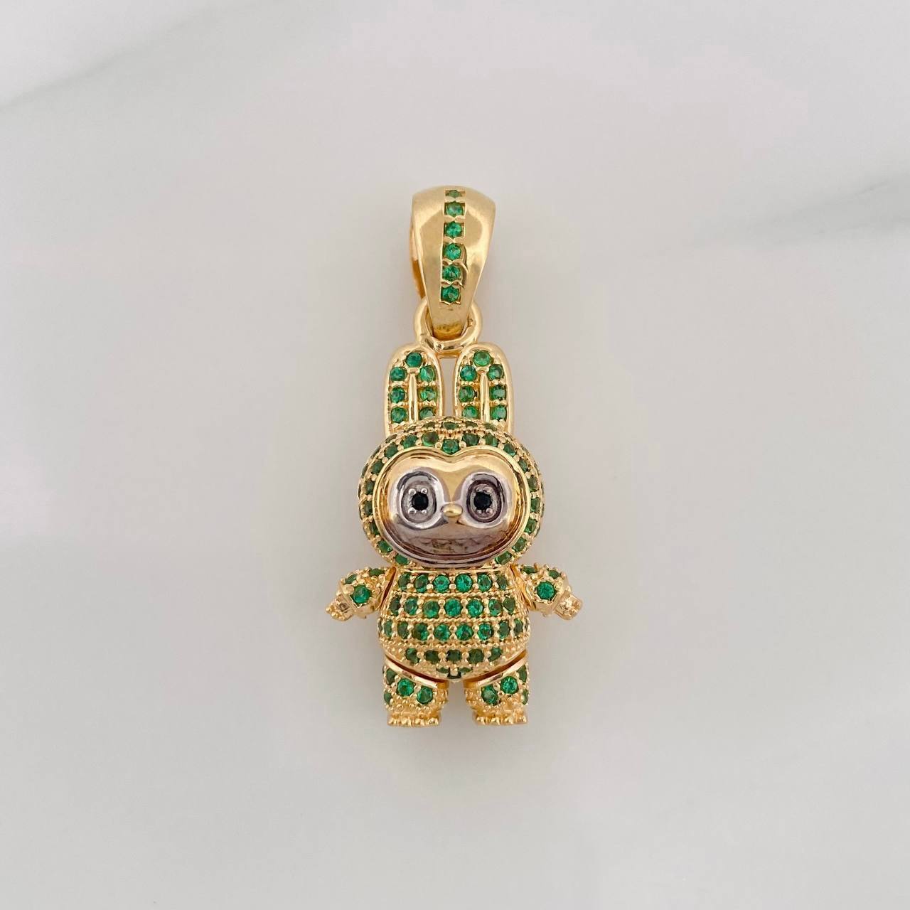 Dije Conejo Sonriente 6g / 3.5cm Dos Oros Negro Amarillo 18K