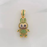 Dije Conejo Sonriente 6g / 3.5cm Dos Oros Negro Amarillo 18K
