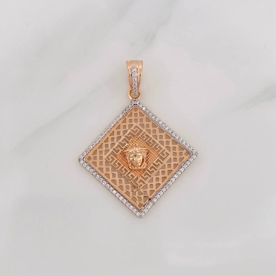 Dije Medusa Tribal 4.7g / 4.2cm Dos Oros Blanco Rosa 18K