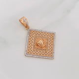Dije Medusa Tribal 4.7g / 4.2cm Dos Oros Blanco Rosa 18K