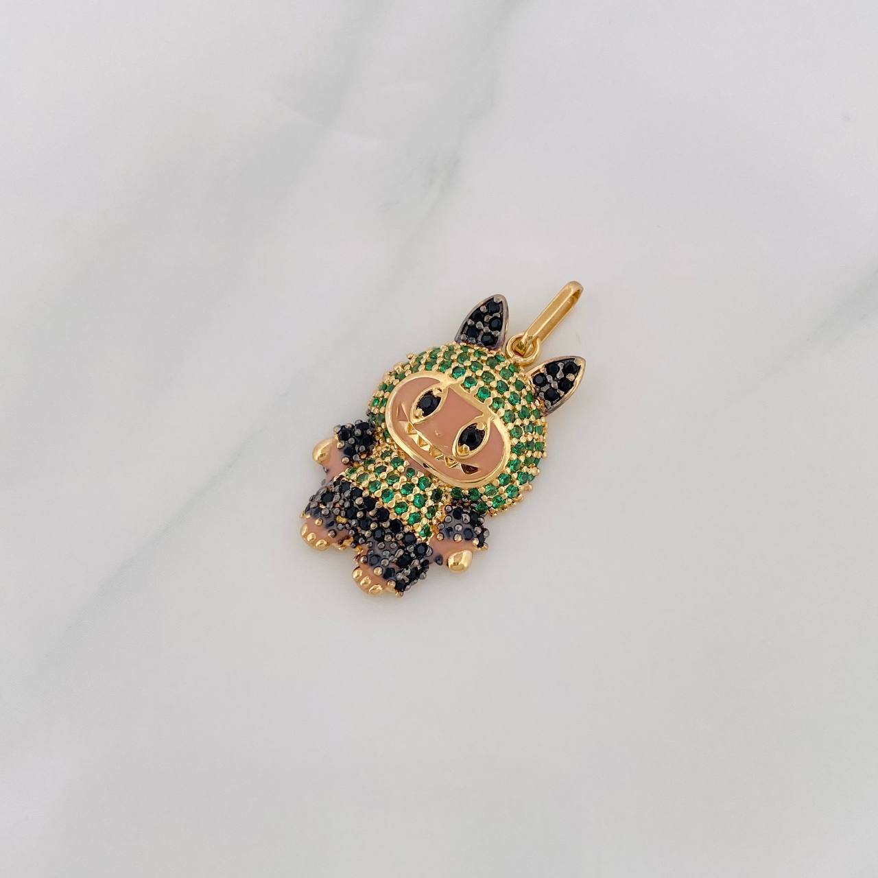 Dije Conejo Sonriente 3.7g / 3cm Dos Oros Negro Amarillo 18K