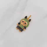 Dije Conejo Sonriente 3.7g / 3cm Dos Oros Negro Amarillo 18K