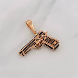 Dije Pistola 11g / 3.8cm Dos Oros Negro Rosa 18K