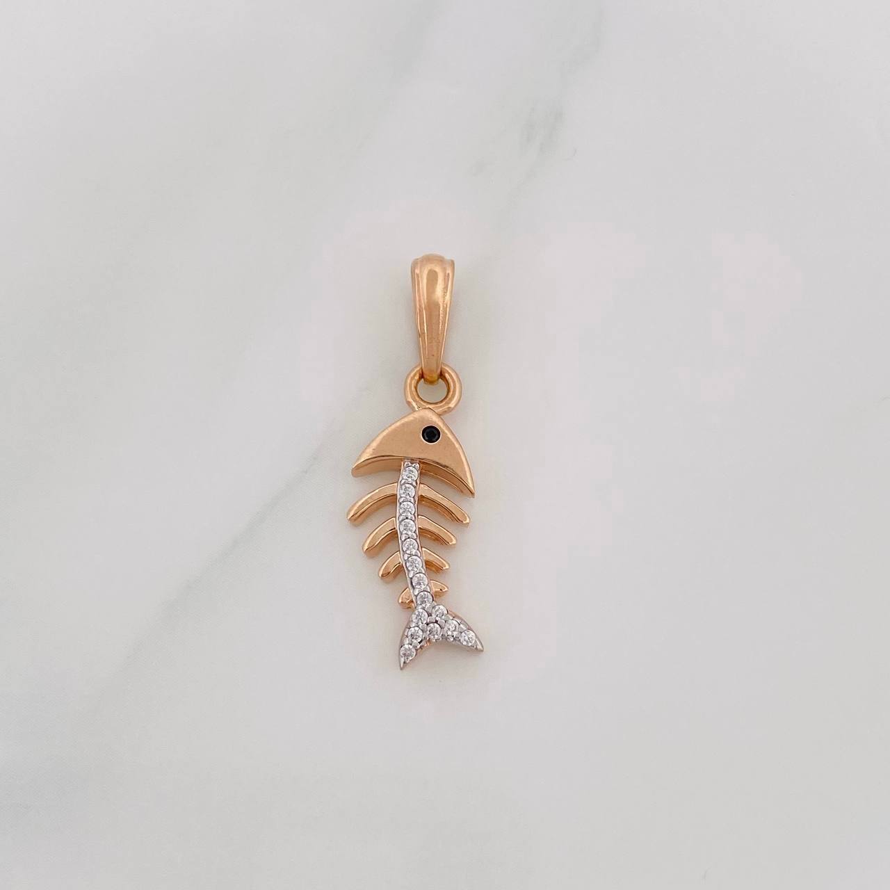 Dije Pez Espinas 1.85g / 2.5cm Dos Oros Blanco Rosa 18K