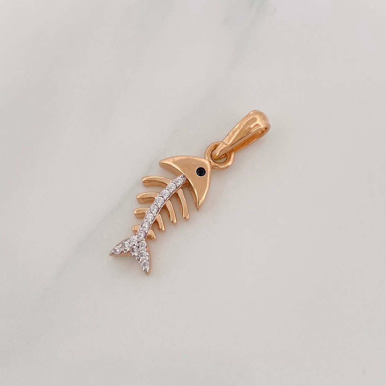 Dije Pez Espinas 1.85g / 2.5cm Dos Oros Blanco Rosa 18K