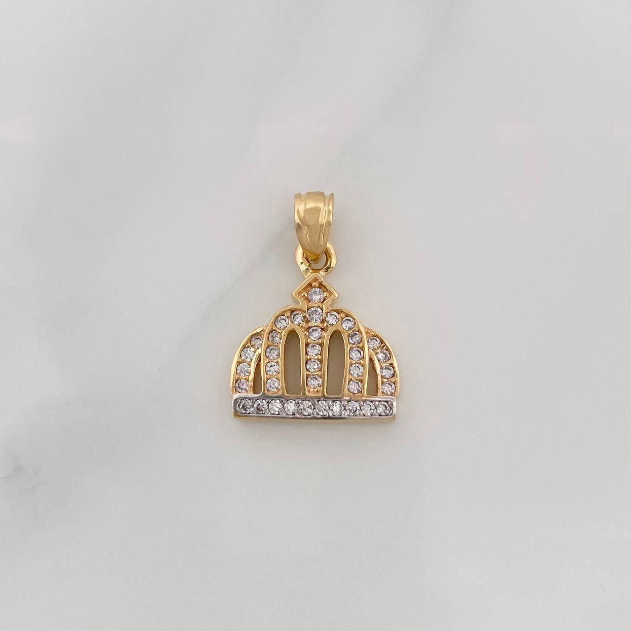 Dije Corona 2.5g / 2.2cm Dos Oros Amarillo Blanco 18K