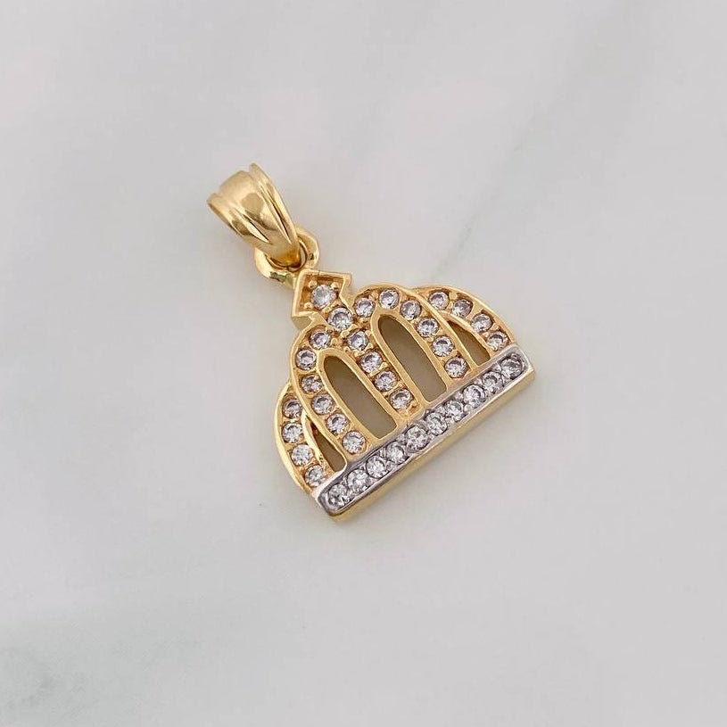 Dije Corona 2.5g / 2.2cm Dos Oros Amarillo Blanco 18K