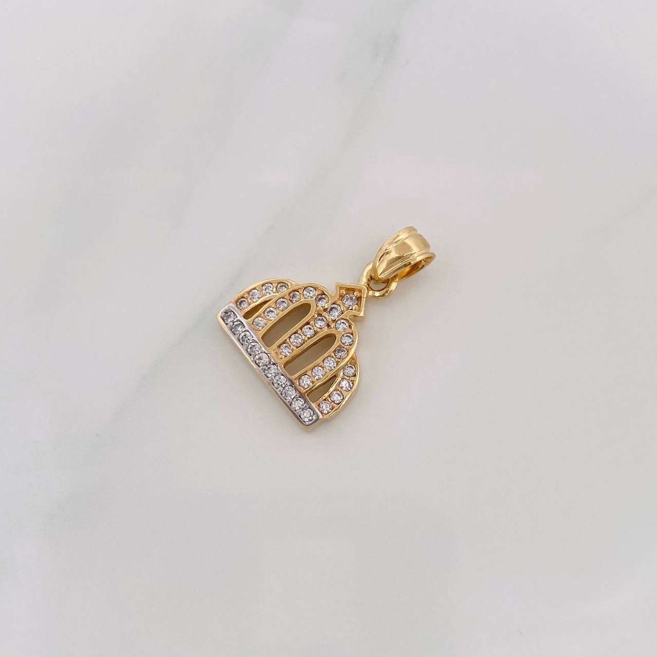 Dije Corona 2.5g / 2.2cm Dos Oros Amarillo Blanco 18K