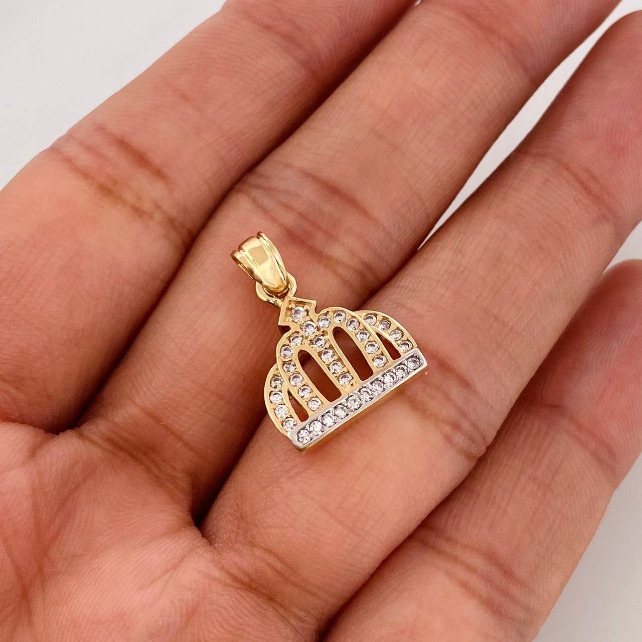 Dije Corona 2.5g / 2.2cm Dos Oros Amarillo Blanco 18K