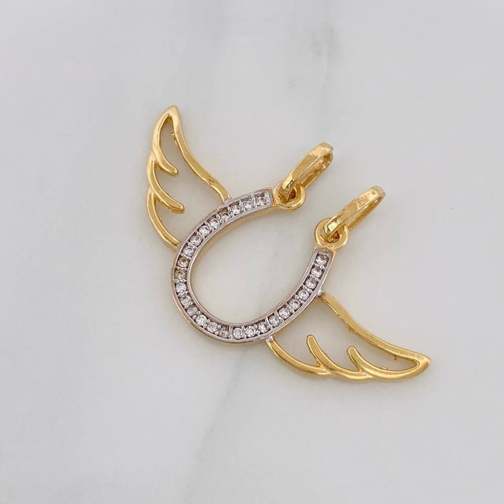 Dije Letra U Alas 2.6g / 2cm Dos Oros Amarillo Blanco 18K