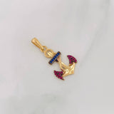 Dije Ancla 2g / 3cm Dos Oros Negro Amarillo 18K