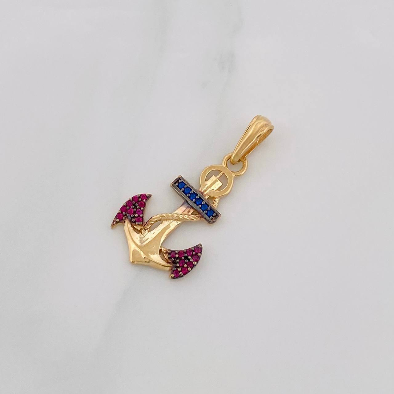 Dije Ancla 2g / 3cm Dos Oros Negro Amarillo 18K