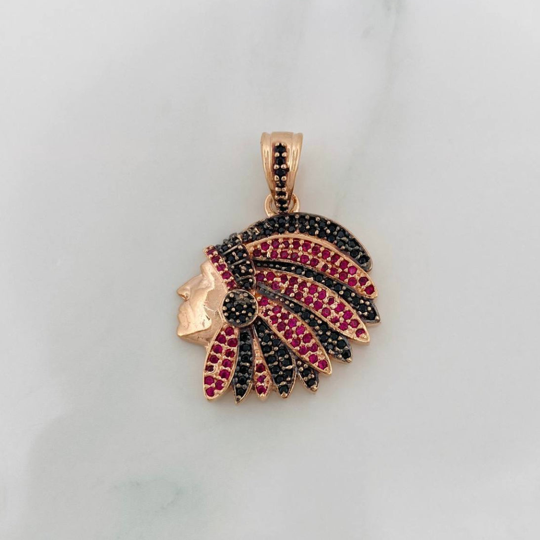 Dije Indio 6.25g / 3cm Dos Oros Negro Rosa 18K
