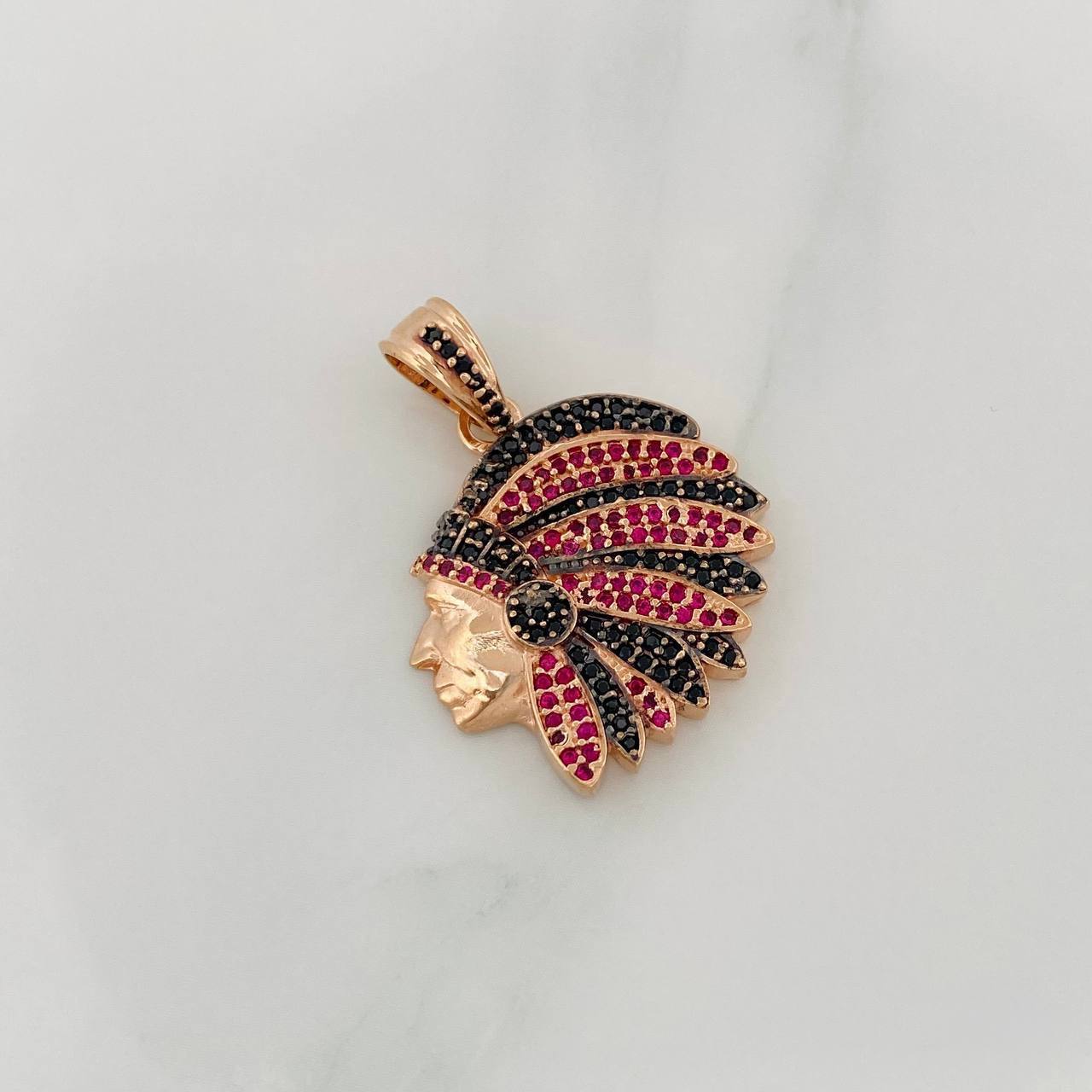 Dije Indio 6.25g / 3cm Dos Oros Negro Rosa 18K