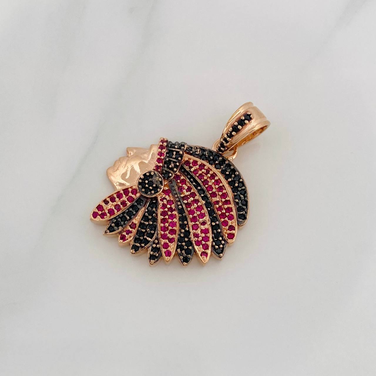 Dije Indio 6.25g / 3cm Dos Oros Negro Rosa 18K