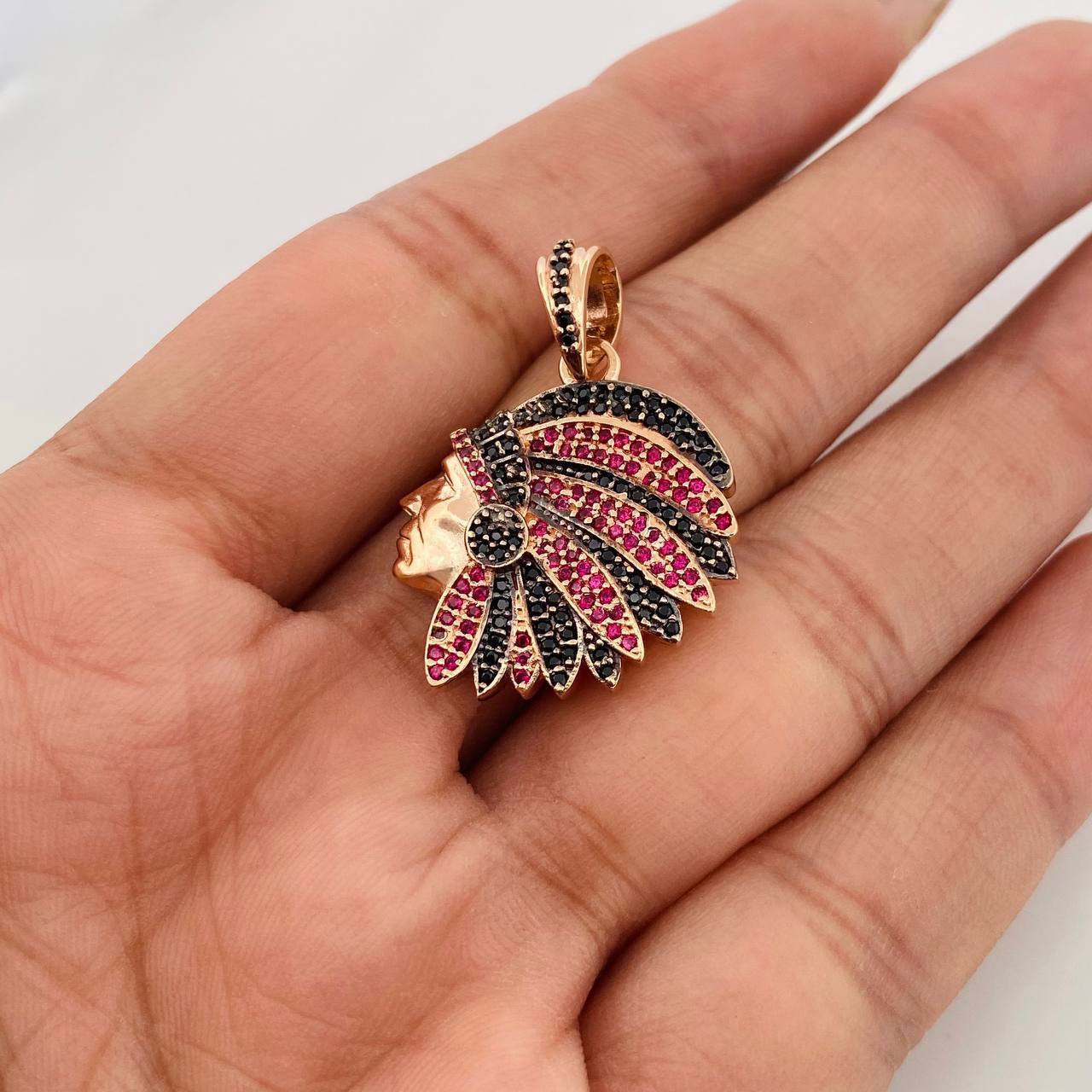 Dije Indio 6.25g / 3cm Dos Oros Negro Rosa 18K
