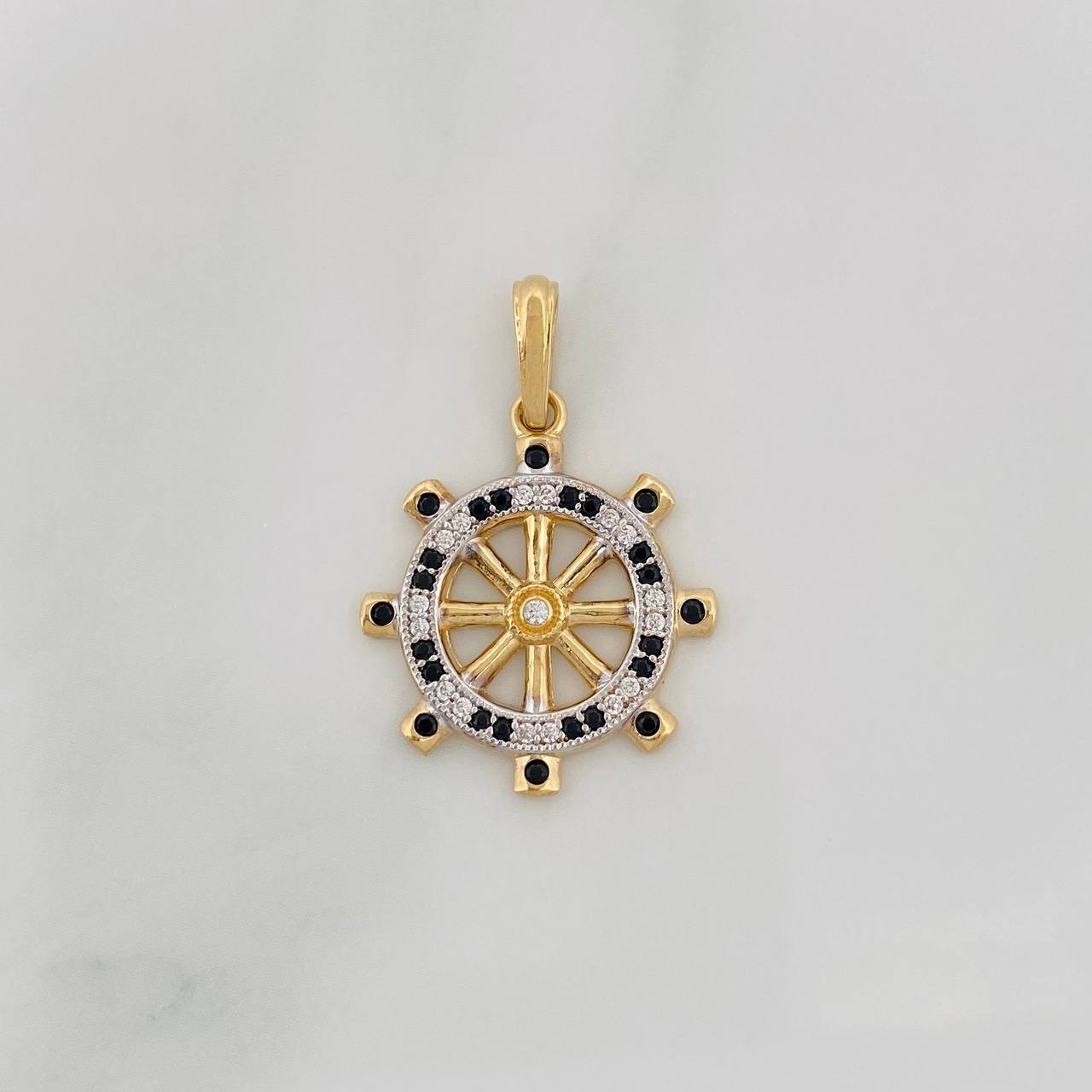 Dije Timón 2.45g / 2.7cm Dos Oros Blanco Amarillo 18K