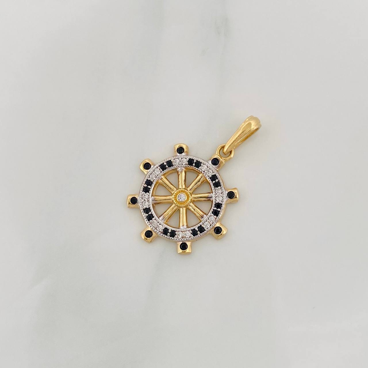 Dije Timón 2.45g / 2.7cm Dos Oros Blanco Amarillo 18K