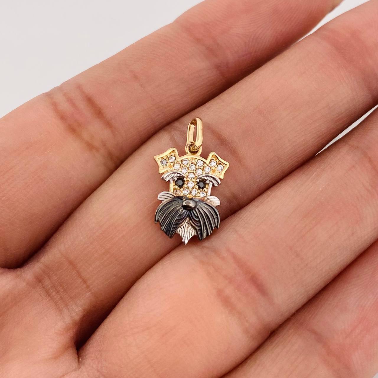 Dije Rostro Perro 1.35g / 2cm Tres Oros 18K