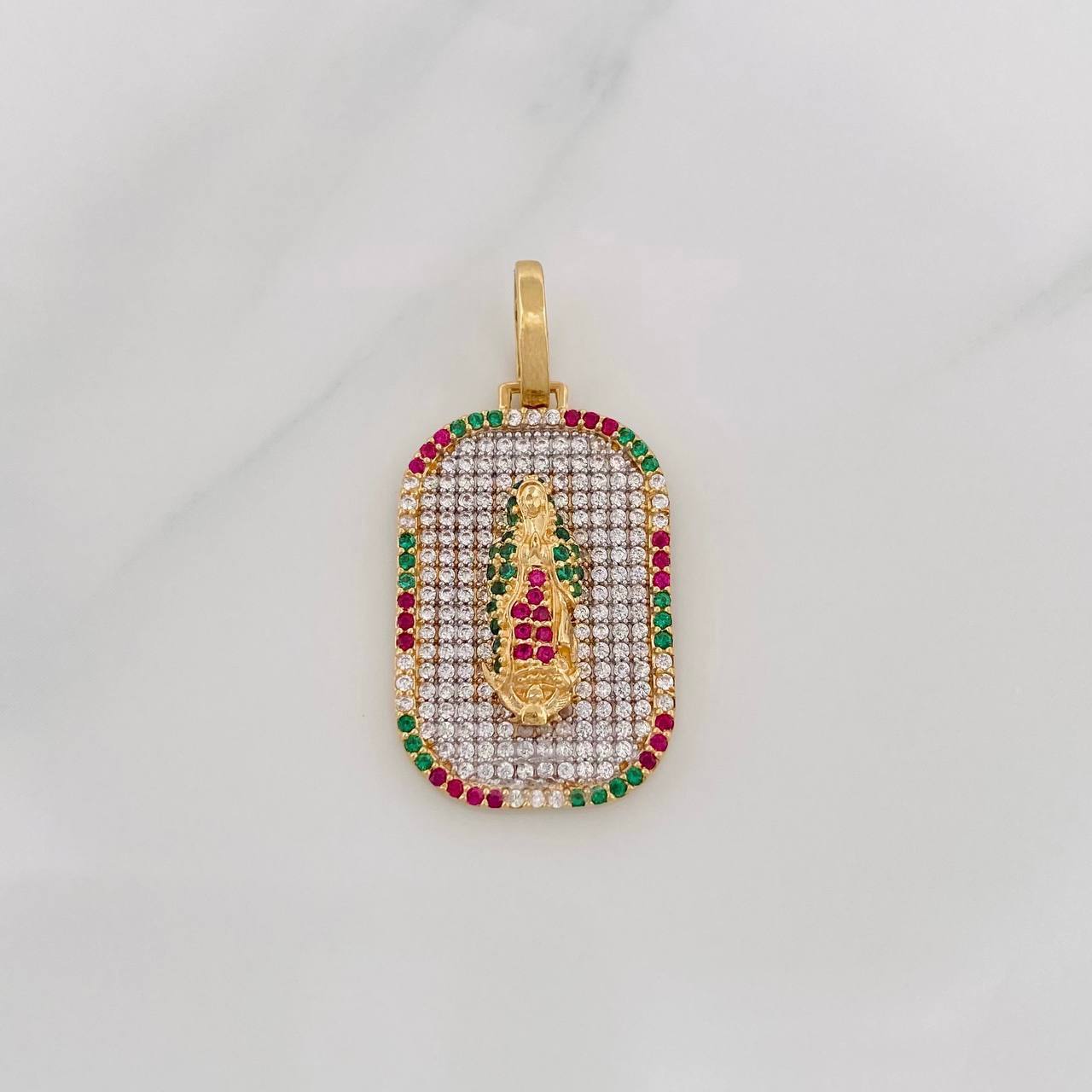 Dije Virgen de Guadalupe 5.7g / 3.4cm Dos Oros Amarillo Blanco 18K