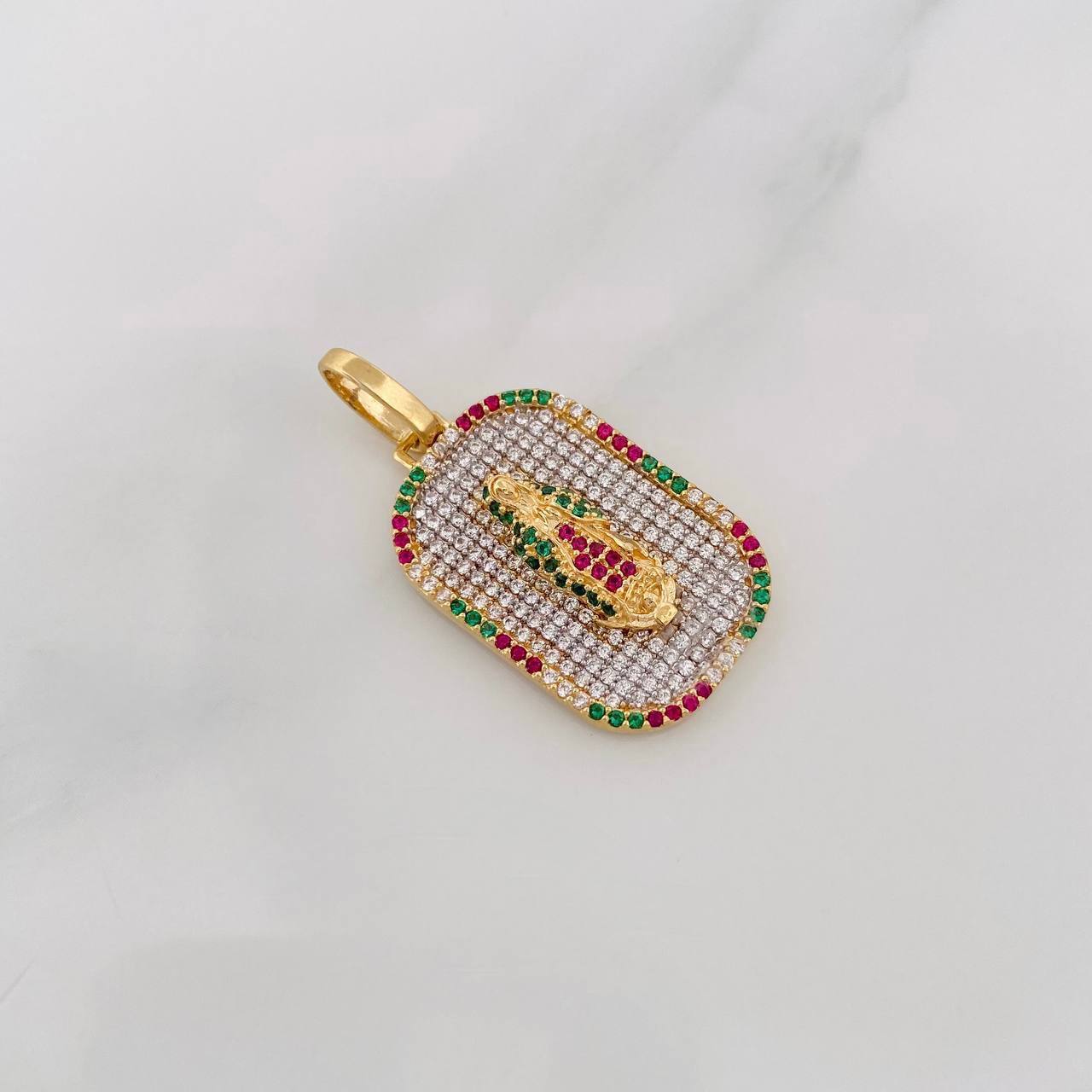 Dije Virgen de Guadalupe 5.7g / 3.4cm Dos Oros Amarillo Blanco 18K