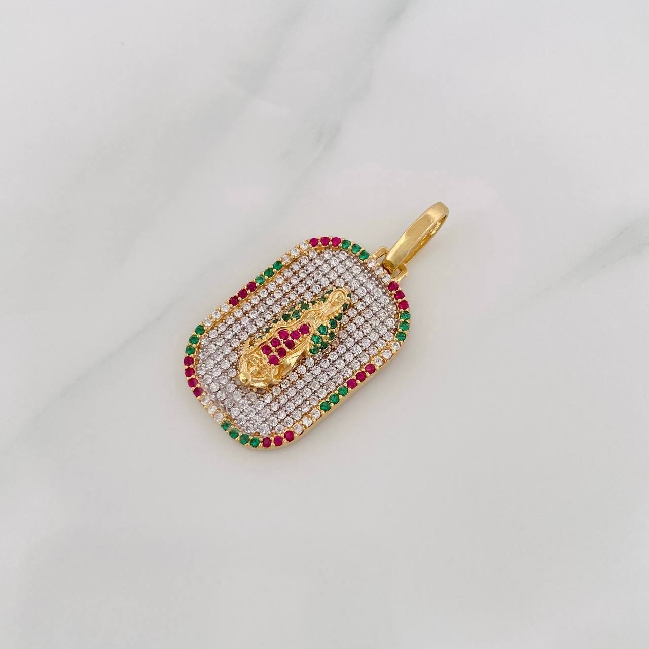 Dije Virgen de Guadalupe 5.7g / 3.4cm Dos Oros Amarillo Blanco 18K