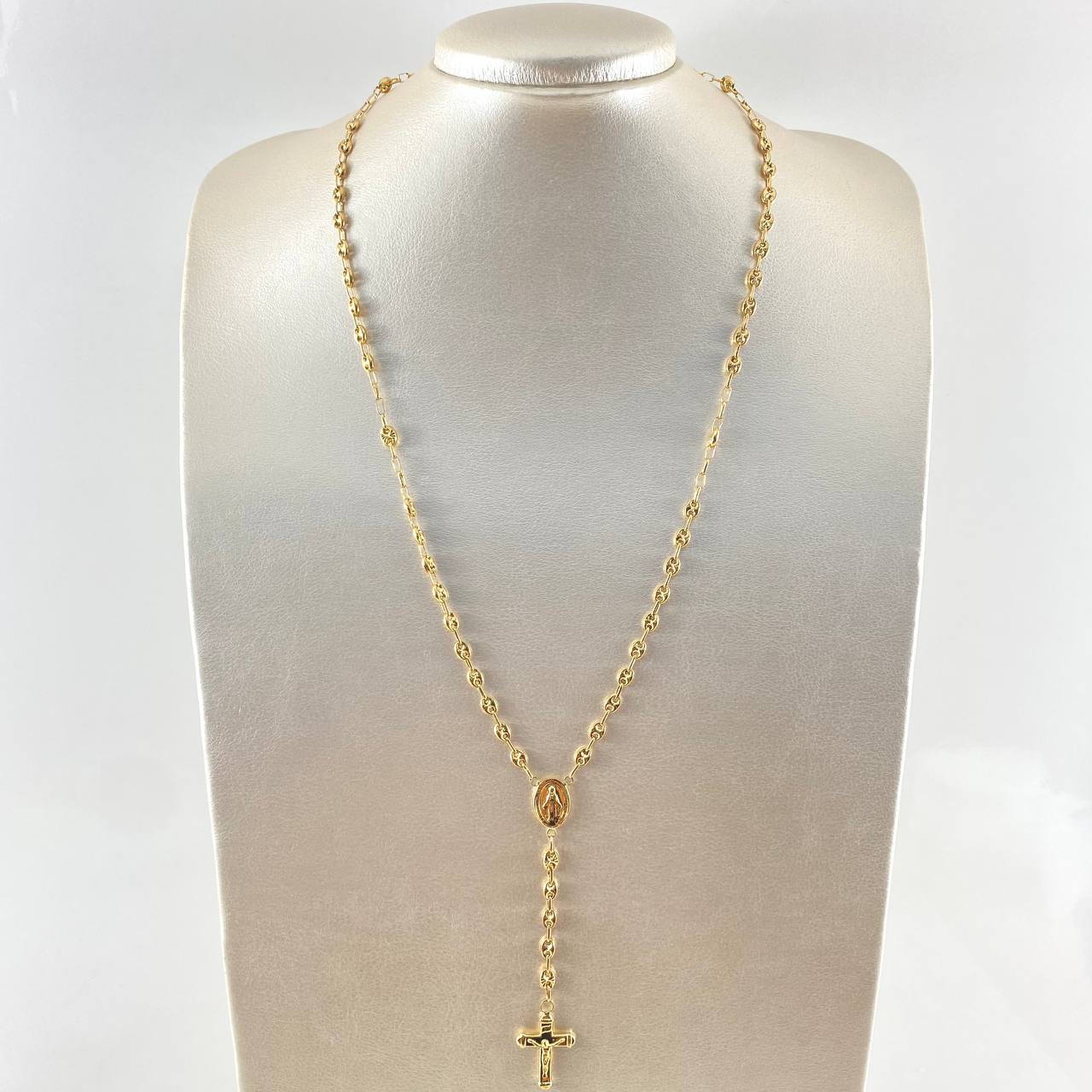 Rosario GC Virgen Milagrosa Cruz Cristo 10.7gr / 55cm / Oro 18K