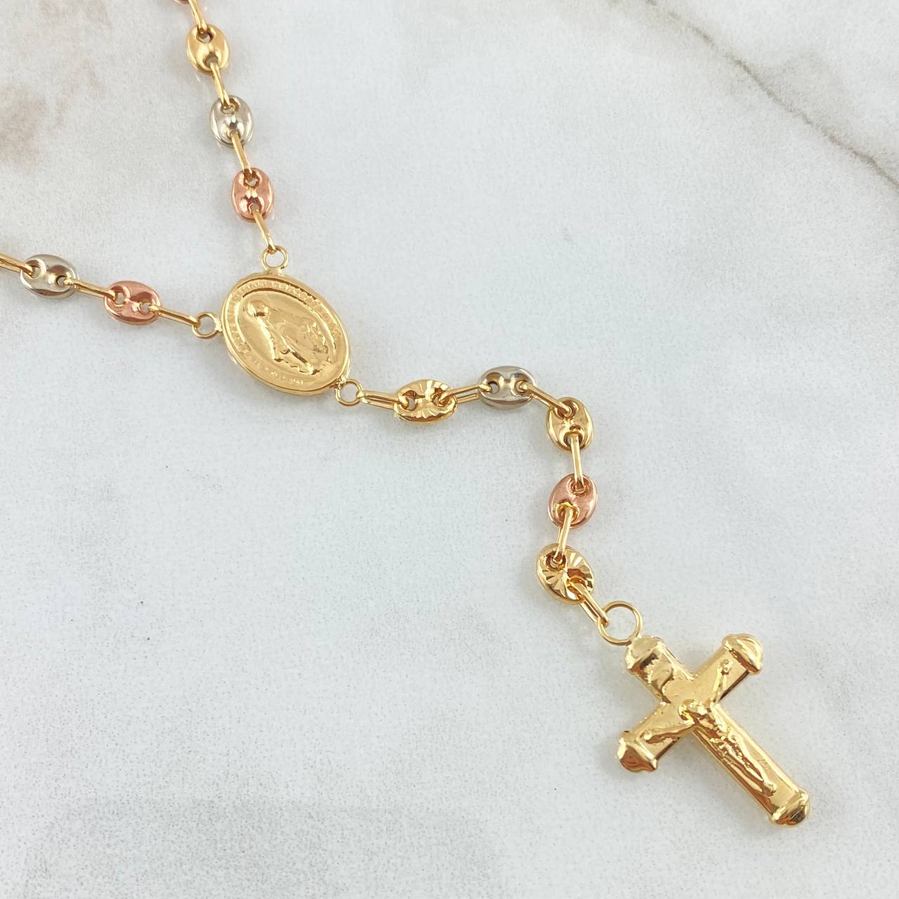 Rosario GC Virgen Milagrosa Cruz Cristo 9.25gr / 55cm / Oro 18K