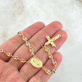 Rosario GC Virgen Milagrosa Cruz Cristo 9.25gr / 55cm / Oro 18K