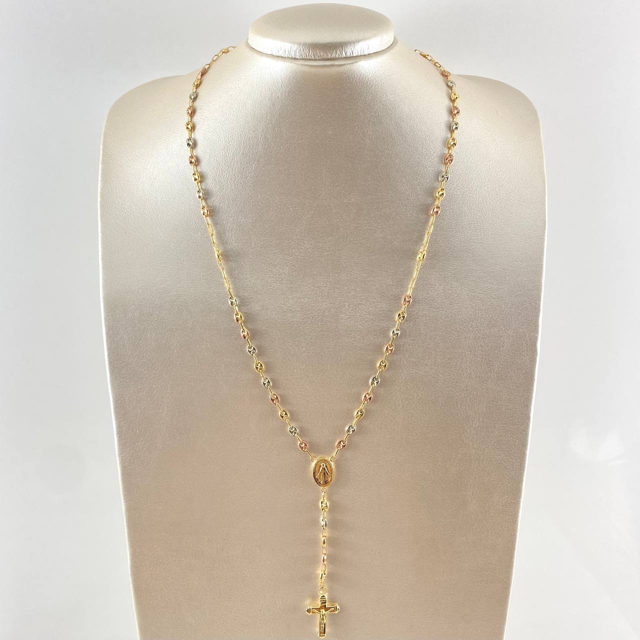 Rosario GC Virgen Milagrosa Cruz Cristo 9.25gr / 55cm / Oro 18K