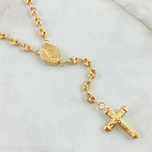 Rosario GC Virgen Milagrosa Cruz Cristo 10.25gr / 55cm / Oro 18K