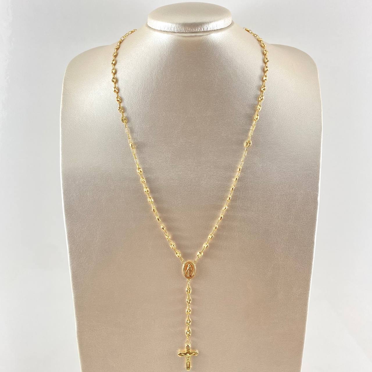 Rosario GC Virgen Milagrosa Cruz Cristo 10.25gr / 55cm / Oro 18K