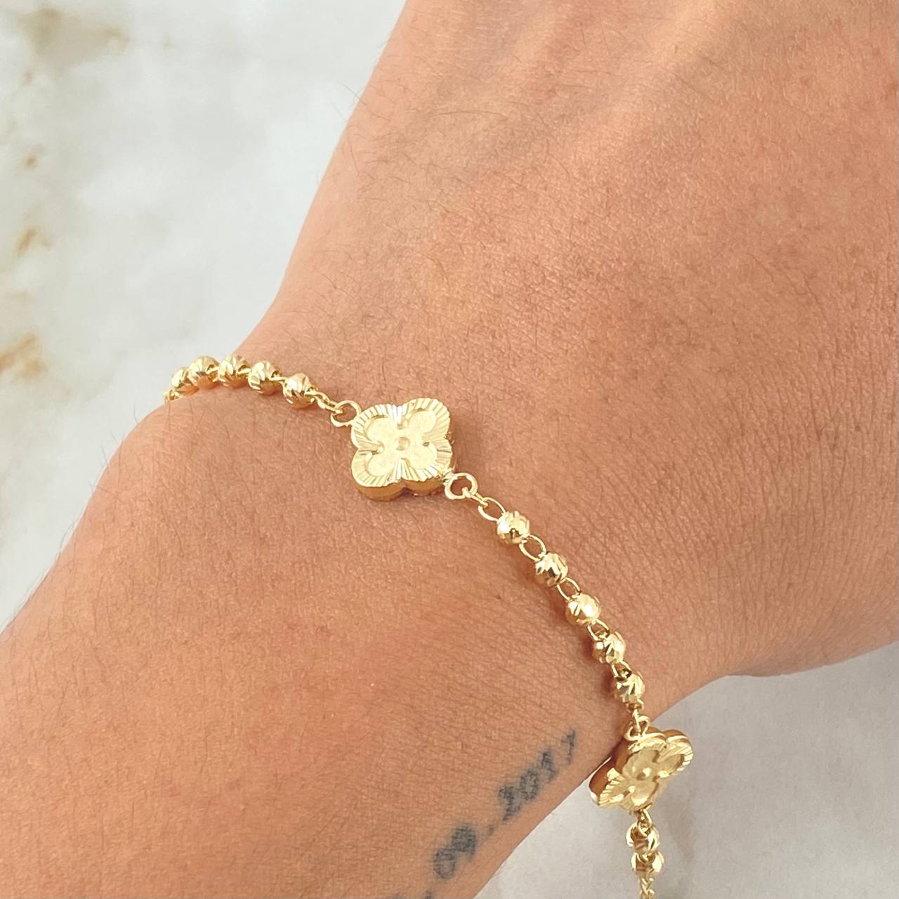 Pulso Militar Trebol 4.5gr / 18cm / Oro 18K ©